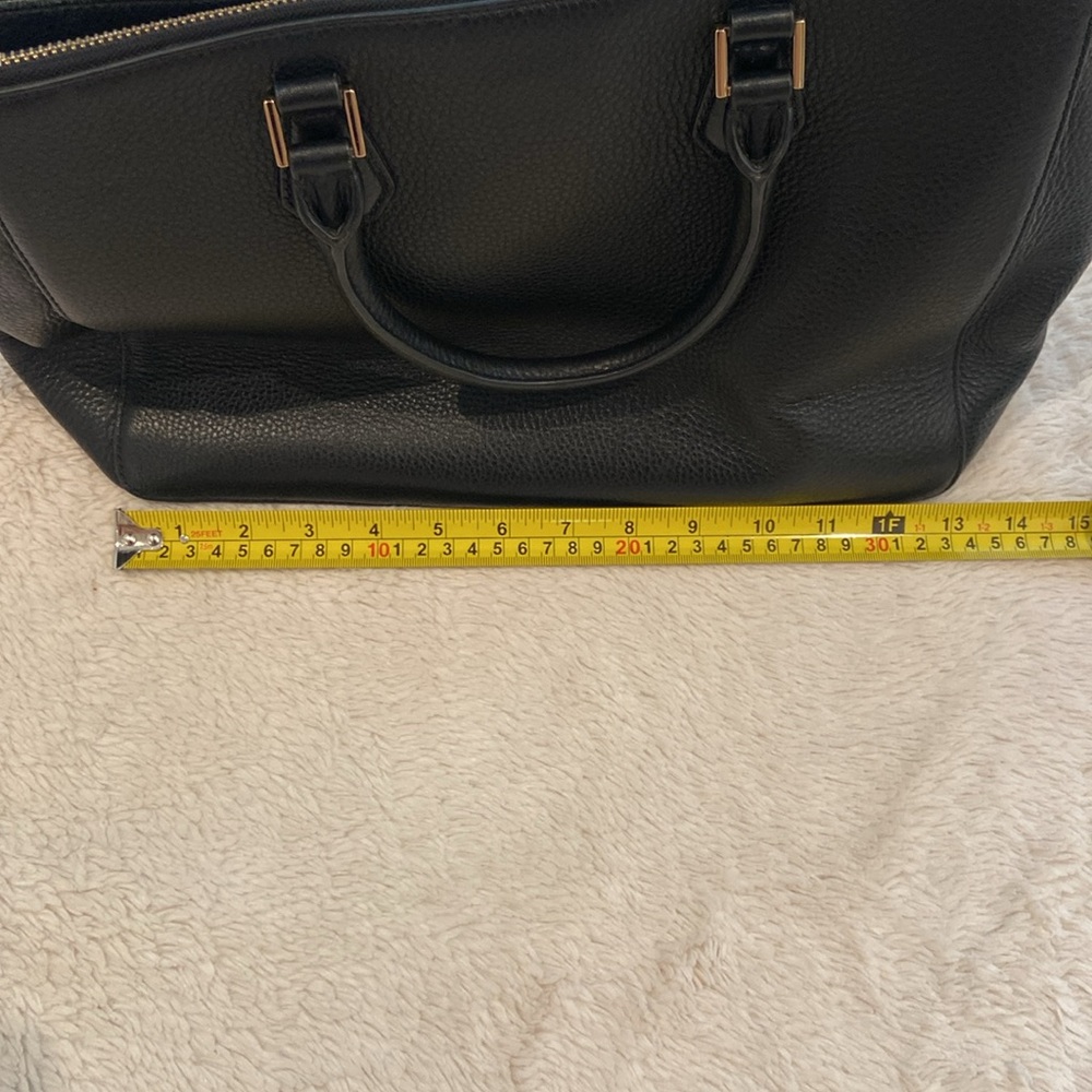 Tory Burch Robinson Black Pebbled Leather Double Zip Tote Satchel Bag - Picture 11 of 16